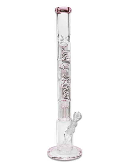Gesamtansicht der Bong 'Pink Poppet Light' mit 58 cm Höhe, pinken Details und edlem Logo.