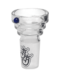 Frontansicht des Bong Stufenkopfs 18,8 mm mit großem Turbodurchlass aus Borosilikatglas