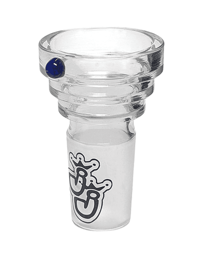 Frontansicht des Bong Stufenkopfs 18,8 mm mit großem Turbodurchlass aus Borosilikatglas