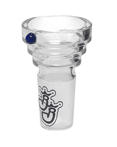 Frontansicht des Bong Stufenkopfs 18,8 mm mit großem Turbodurchlass aus Borosilikatglas