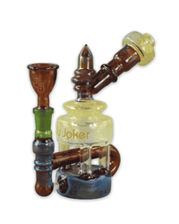 Frontansicht der Bong The MIX aus Borosilikatglas, 18 cm hoch mit mehrfarbigem Design