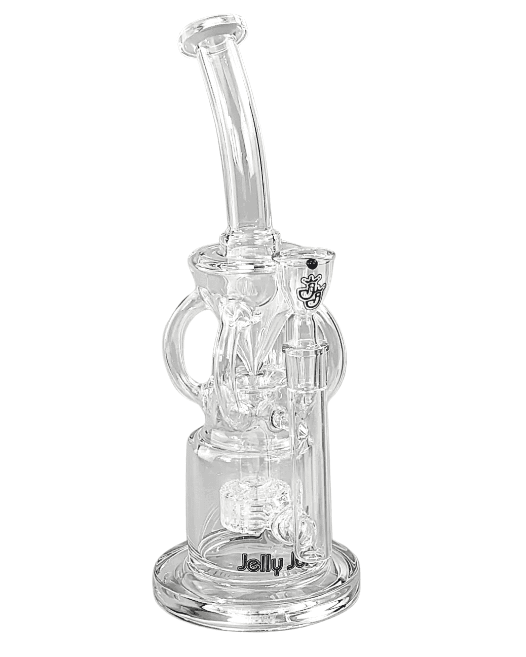 Seitenansicht der Bong Watercycler mit sichtbarem Wheelperkolator und Wasserzirkulation