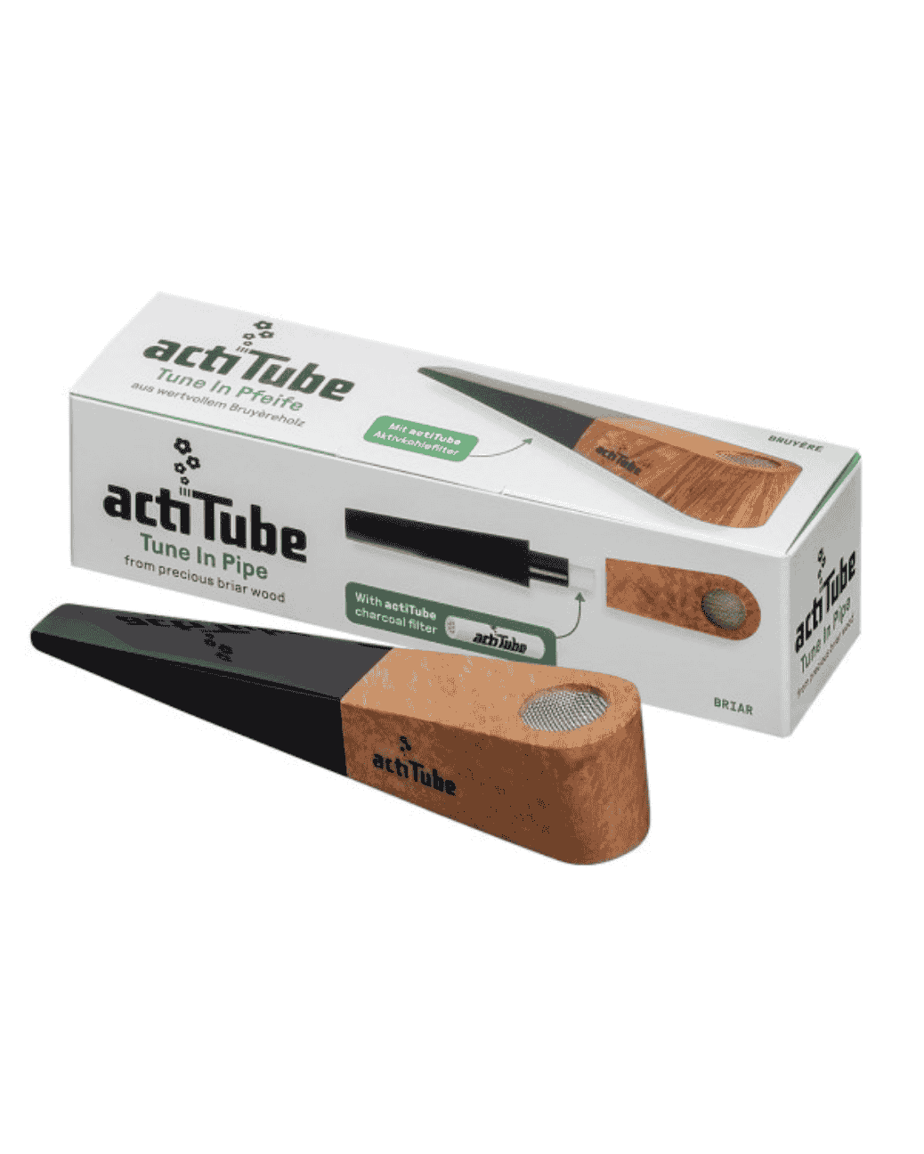 actiTube Bruyèreholz-Pfeife mit Acrylmundstück – Vorderansicht