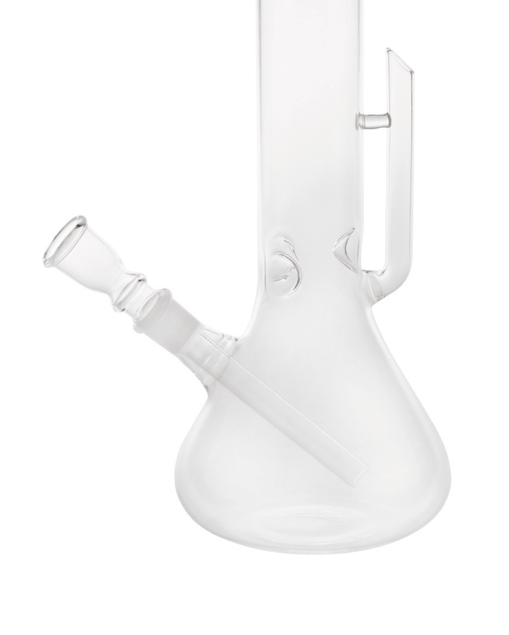 Detailaufnahme der Becher-Basisröhre der Cactus Glasbong mit 18,8mm Sockel und eingebautem Chillum.