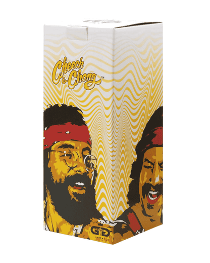 Nahaufnahme des sicheren Bodens und der grünen Schale der Cheech & Chong Bong, in die Kraut oder Tabak gelegt werden kann.