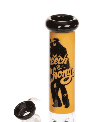 Nahaufnahme des eingebauten Chillums der Cheech & Chong 'Peace' Glasbong, das für optimale Rauchverteilung sorgt.