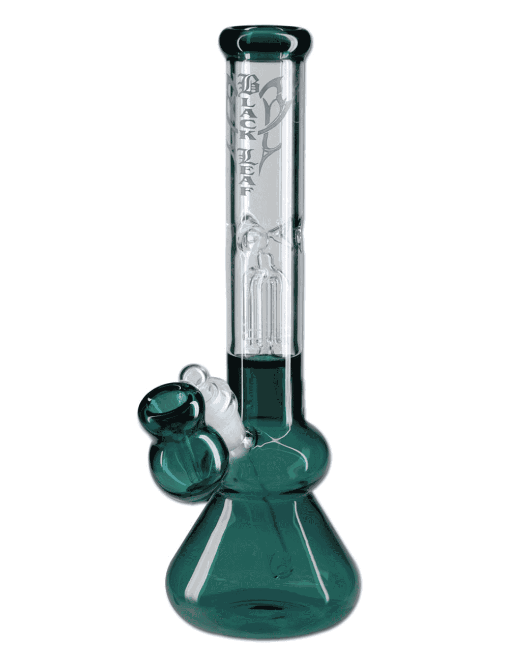 Detailansicht des 125mm langen Chillums der Black Leaf Fly Icebong aus Borosilikatglas