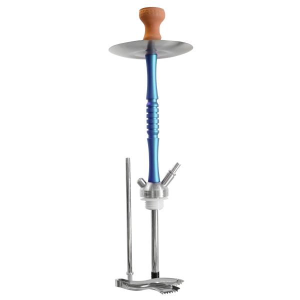 Elegante Clear Crown INOX Tradi Castor Blau 2S mit Schlauch, passendem Mundstück und Kopf. Zum Rauchen von Shishatabak