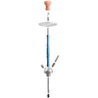 Elegante Clear Crown INOX Tradi Castor Blau 2S mit Schlauch, passendem Mundstück und Kopf. Zum Rauchen von Shishatabak