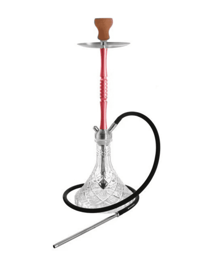 Elegante Clear Crown INOX Tradi Castor Rot 2S mit Schlauch, passendem Mundstück und Kopf. Zum Rauchen von Shishatabak