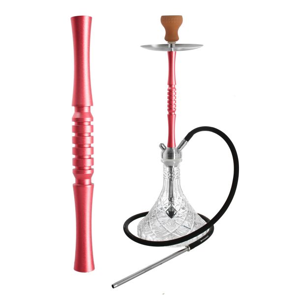 Elegante Clear Crown INOX Tradi Castor Rot 2S mit Schlauch, passendem Mundstück und Kopf. Zum Rauchen von Shishatabak