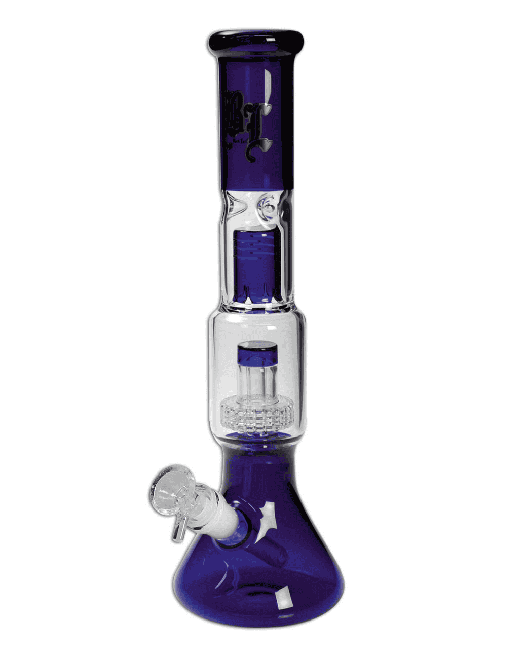 Nahaufnahme des Perkolators der BL Glasbong, zeigt die Diffusor Chillum