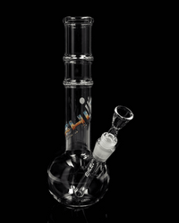 Seitenansicht der EHLE. Kugelbong mit Rillen PSY aus klarem Borosilikatglas, Höhe 270mm