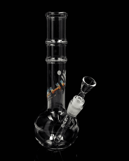 Seitenansicht der EHLE. Kugelbong mit Rillen PSY aus klarem Borosilikatglas, Höhe 270mm