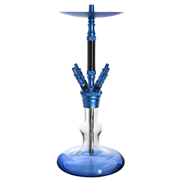 Elegante ELOX ECO Carbonia, blau Shisha von Kaya mit Schlauch, passendem Mundstück und Kopf. Zum Rauchen von Shishatabak.