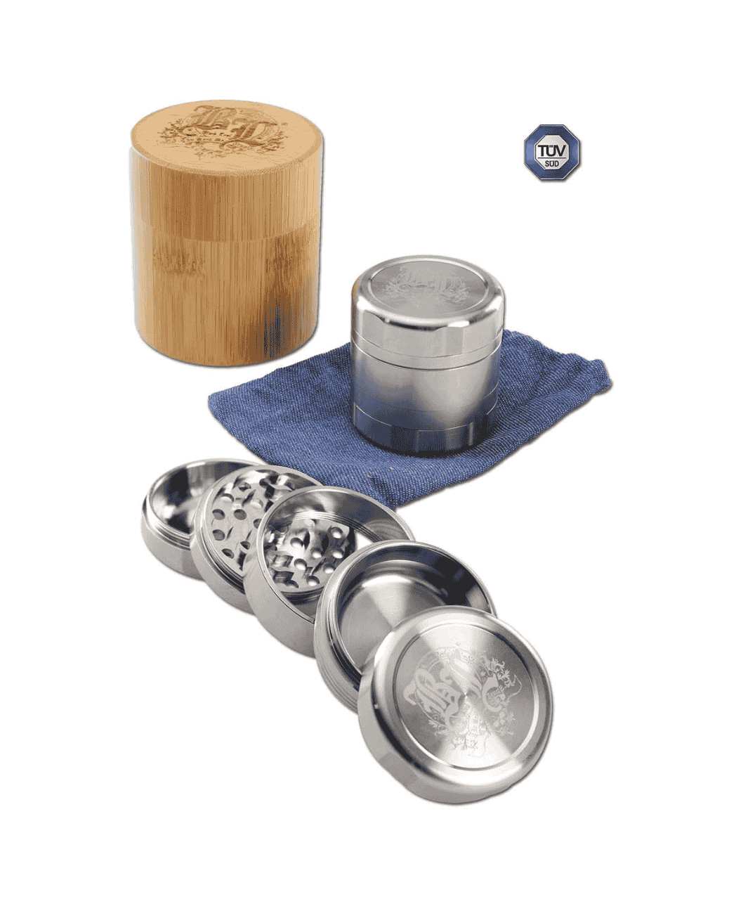 Hochwertiger Kräutergrinder mit In Weed We Trust Logo