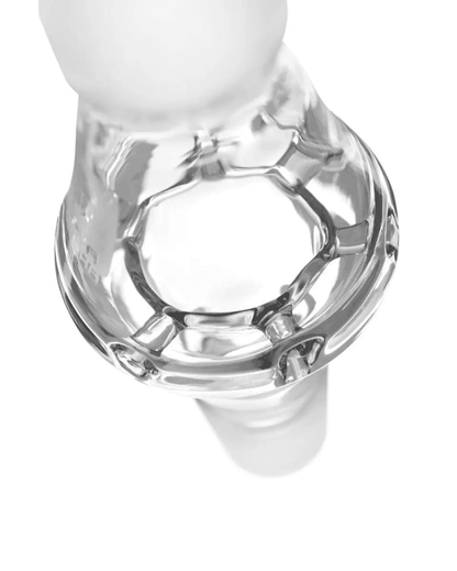 Nahaufnahme des doppelt männlichen 29.2 Schliffs des Fircone Glas-Schafts