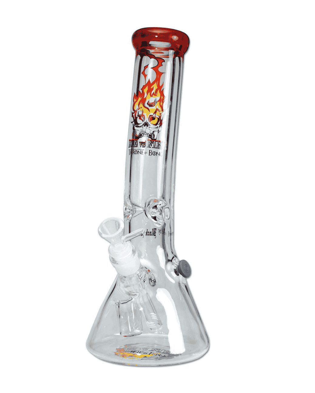 Frontansicht der klaren und roten Black Leaf Icebong mit Black Leaf Logo