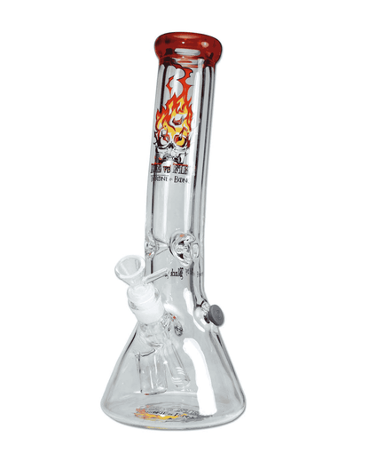 Frontansicht der klaren und roten Black Leaf Icebong mit Black Leaf Logo