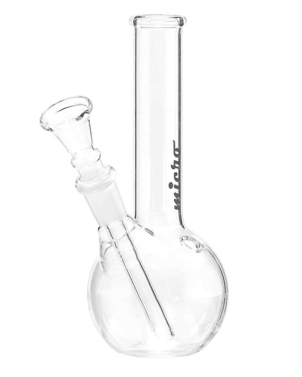 Frontansicht der Micro Bouncer Glass Bong mit 16 cm Höhe und 24 mm Durchmesser.