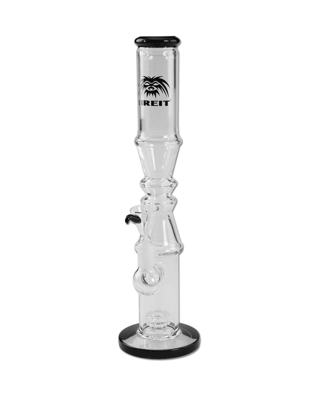Glasbong – BREIT® | Trommelperkolator klar/schwarz (14.5er Schliff)