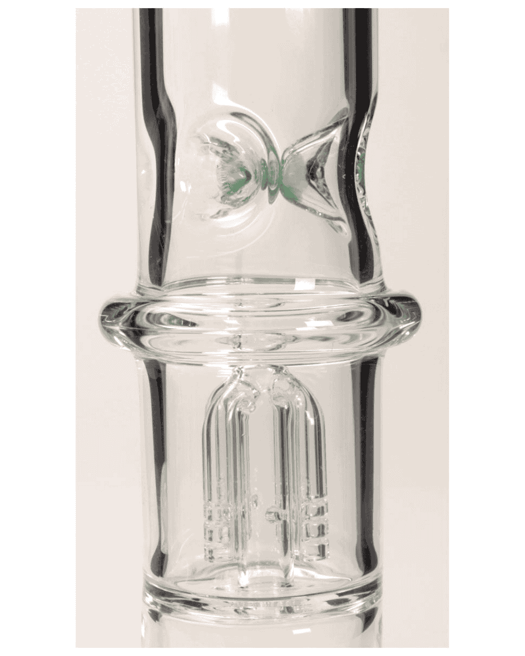 Black Leaf Glasbong mit doppeltem Schliff und 4-Arm Perkolator in seegrün