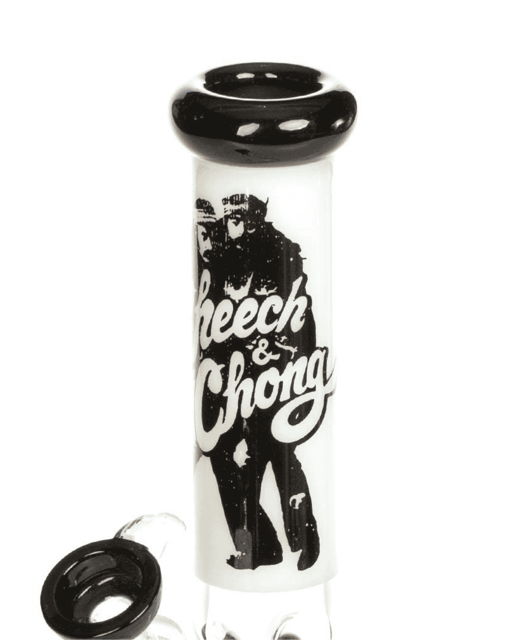 Detailansicht der drei Vertiefungen in der Cheech & Chong Bong, die Eiswürfel für einen kühleren Zug aufnehmen.