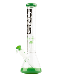 Detailansicht des Glasstammes der Grace Glass Green Beaker B Bong, zeigt die robuste 5 mm Glasstärke