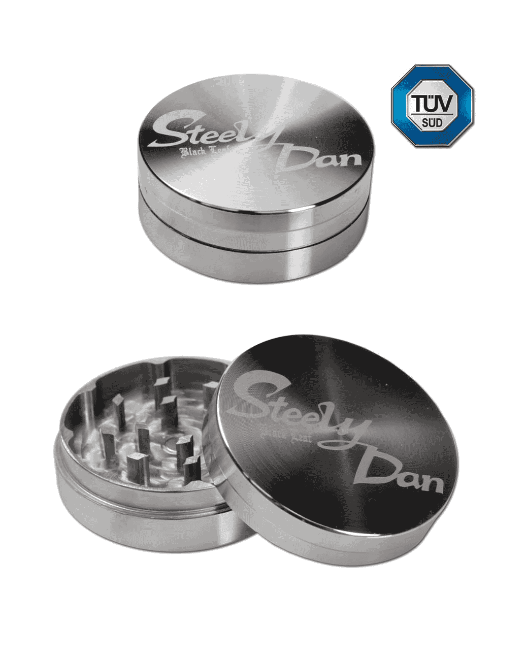 Black Leaf Steely Dan 2tlg. Edelstahl Grinder geöffnet