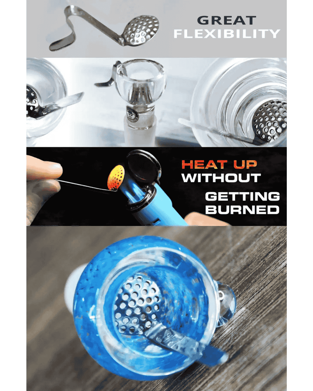 Fokus auf die 15mm Größe der Hängesiebe von HEISENBERG