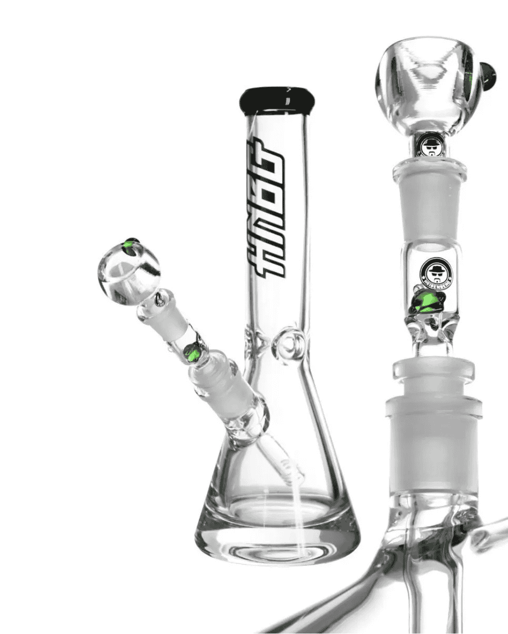 Heisenberg Aktivkohlefilter 14.5 in Kombination mit einem Vorkühler in einer Bong.