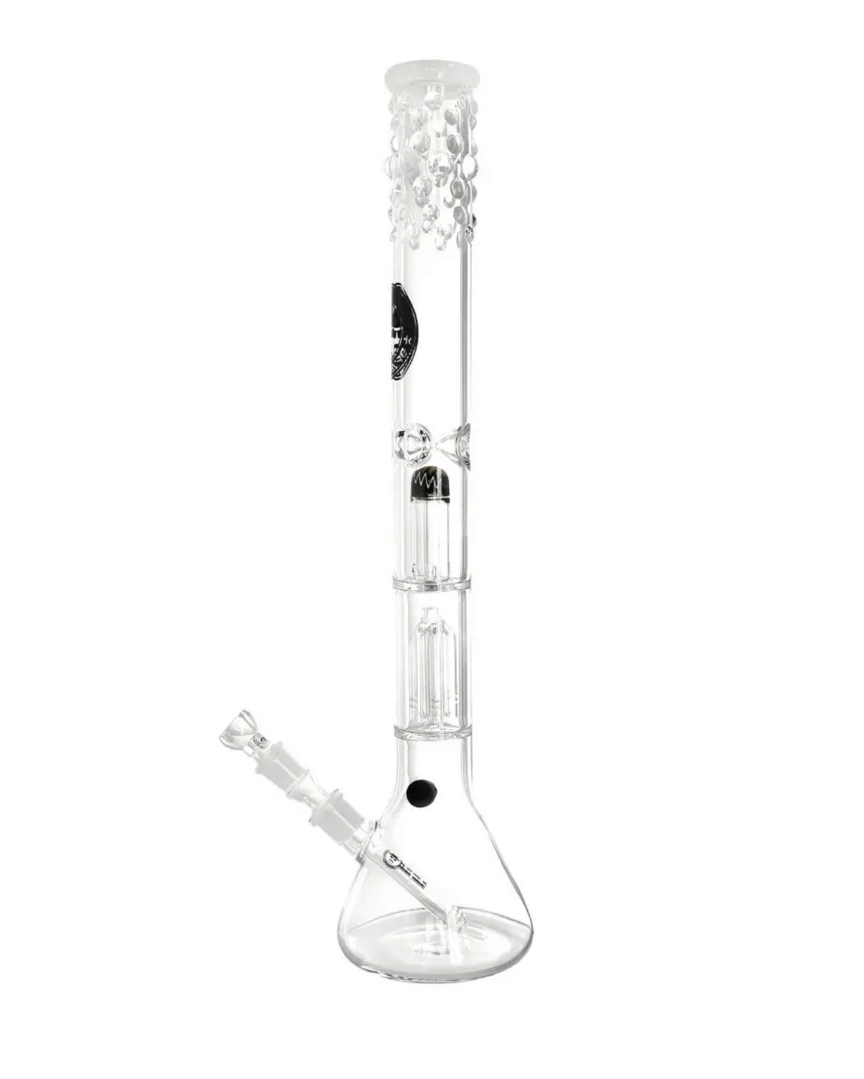 Schöne Beaker Bubble Color Arm Perc Glasbong mit Kickloch, Chillum und Head/Kopf von Heisenberg zum Rauchen von Kräutern.