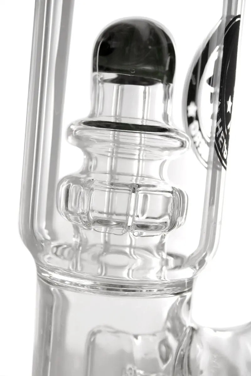 Schöne Forge Two  Glasbong mit Perkolator und passendem Head/Kopf von Heisenberg zum Rauchen von Kräutern. 