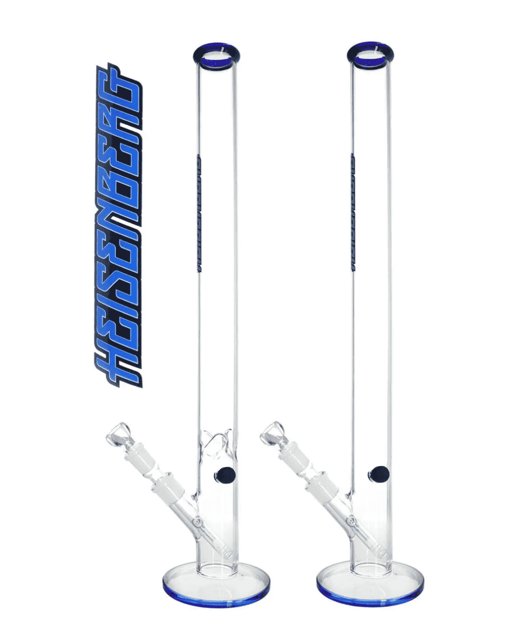 Schöne Long Slim Jim 3.0  Glasbong mit Eiskerben, passendem Chillum und Head/Kopf von Heisenberg zum Rauchen von Kräutern.