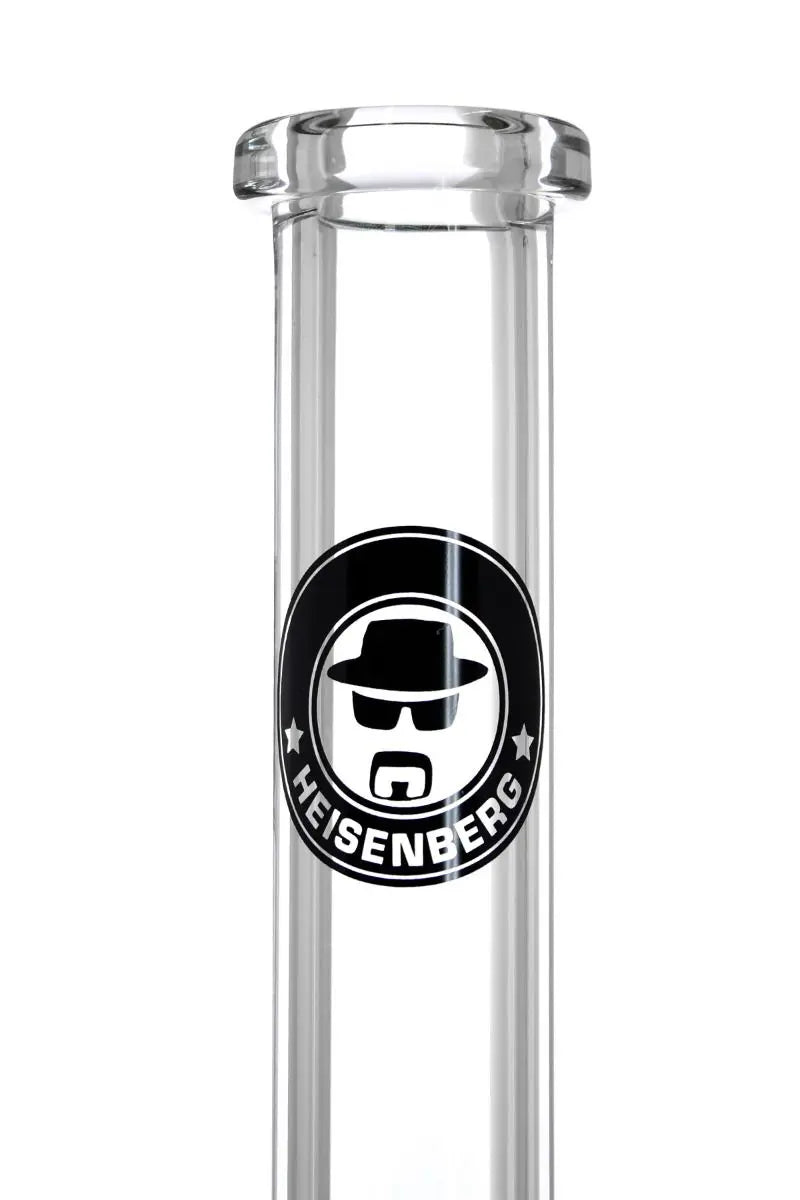 Schöne Mega-Impact Glasbong mit Eiskerben, passendem Chillum/Kupplung und Head von Heisenberg zum Rauchen von Kräutern.