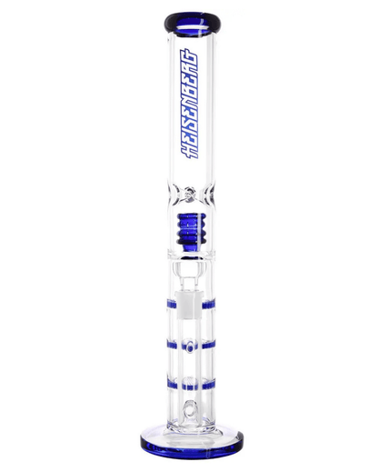 Nahaufnahme der drei blauen Honeycomb-Perkolatoren in der Heisenberg Ocean Glasbong.