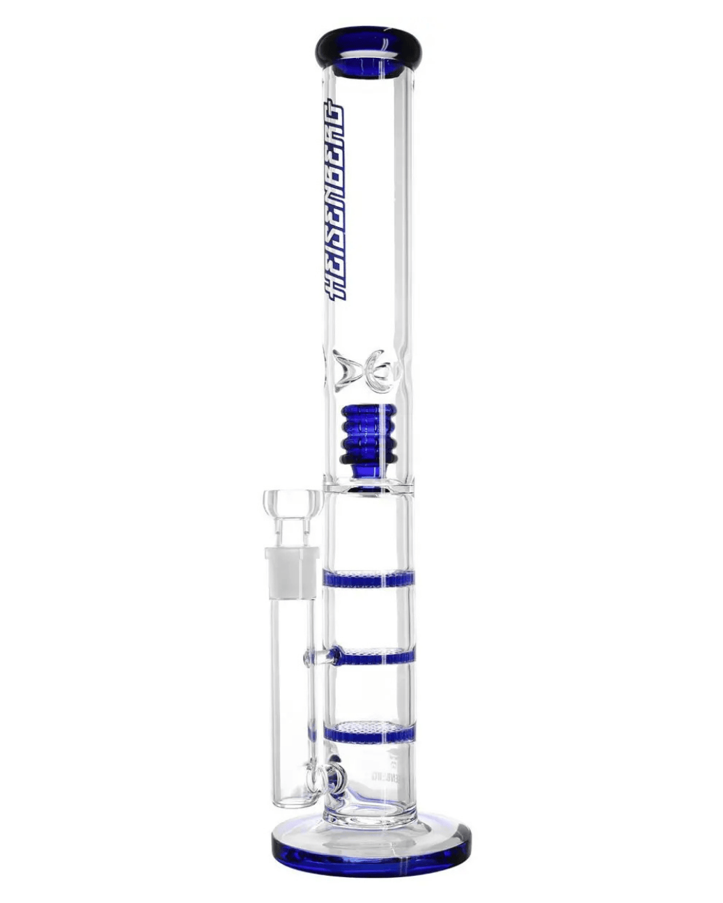 Detailansicht des blauen Drum-Perc in der Heisenberg Ocean Glasbong.