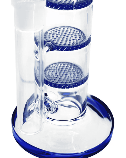 Detailansicht der Eiskerben und des blau gefärbten Mundstücks der Heisenberg Ocean Glasbong.