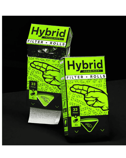 Nahaufnahme der Zellstoff- und Aktivkohlefilter im Hybrid Supreme Filters Kombipack