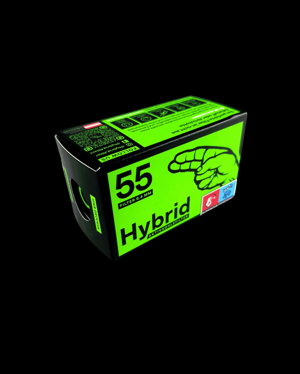 Hybrid Supreme Filters Zellstoff-/Aktivkohlefilter zum Einlegen in ein Paper. 