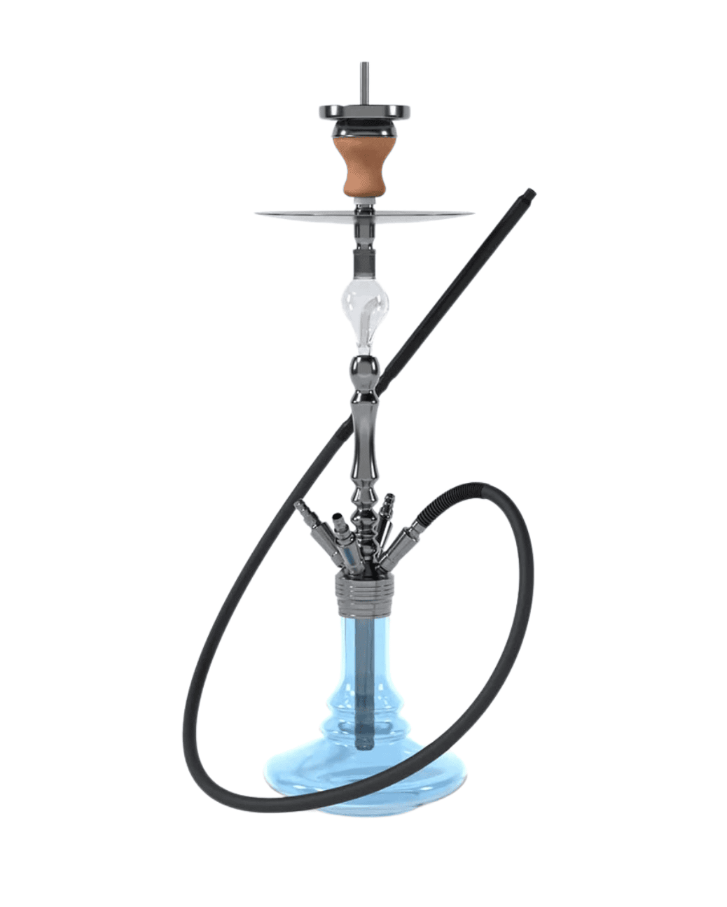 Elegante Tesseract Shisha in Blau mit Schlauch, passendem Mundstück und Kopf von INVI . Zum Rauchen von Shishatabak