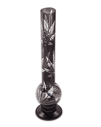 Acrylbong mit linkem Kickloch und Gummifuß – 40 cm Modell mit Hanf-Print