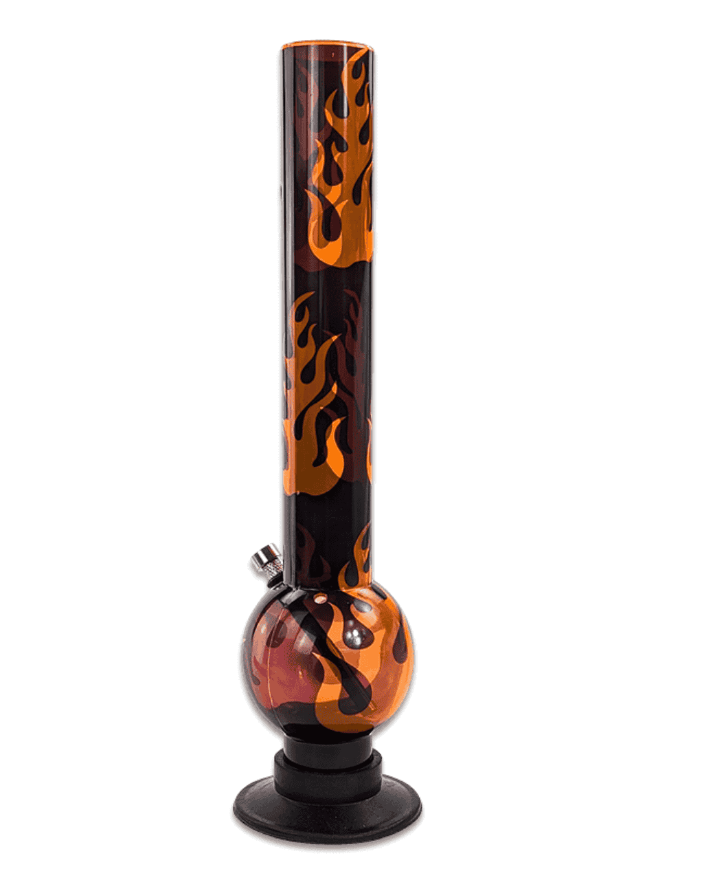 Acrylbong 40 cm mit linkem Kickloch und auffälligem Flammen-Design – Jelly Joker