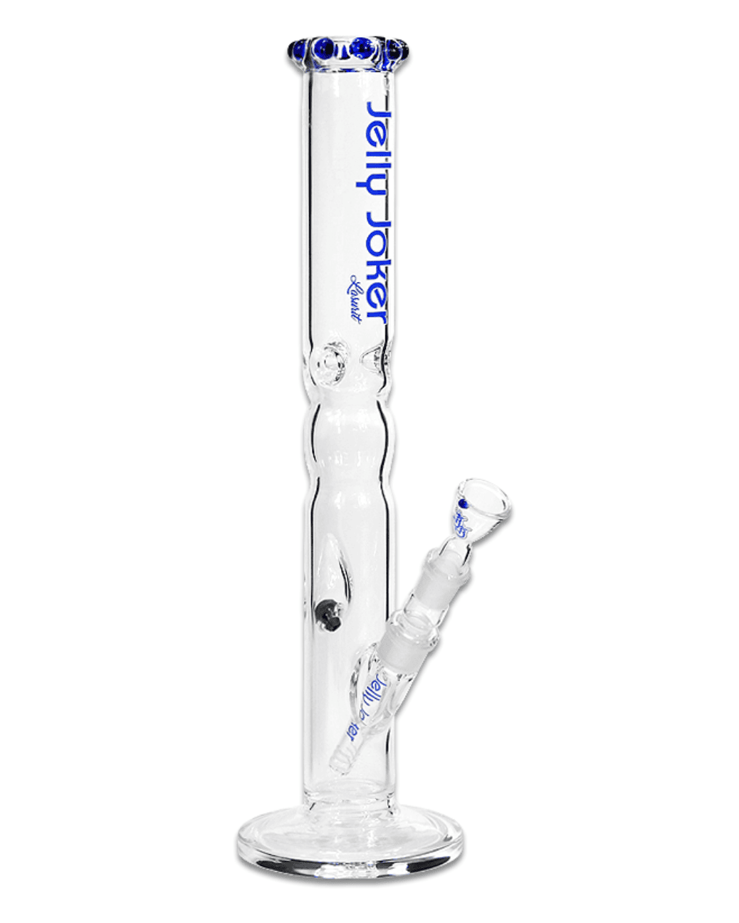 Gesamtansicht der Jelly Joker Lasurit Bong aus Borosilikatglas mit 45 cm Höhe und blauem Kronenmundstück
