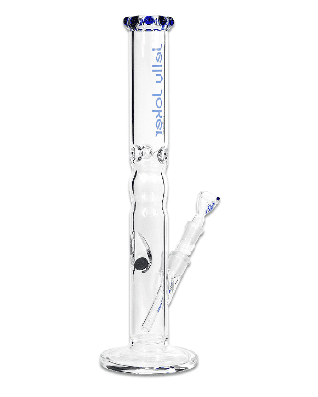 Nahaufnahme des blauen Kronenmundstücks der Jelly Joker Lasurit Bong, das für ein elegantes Design sorgt