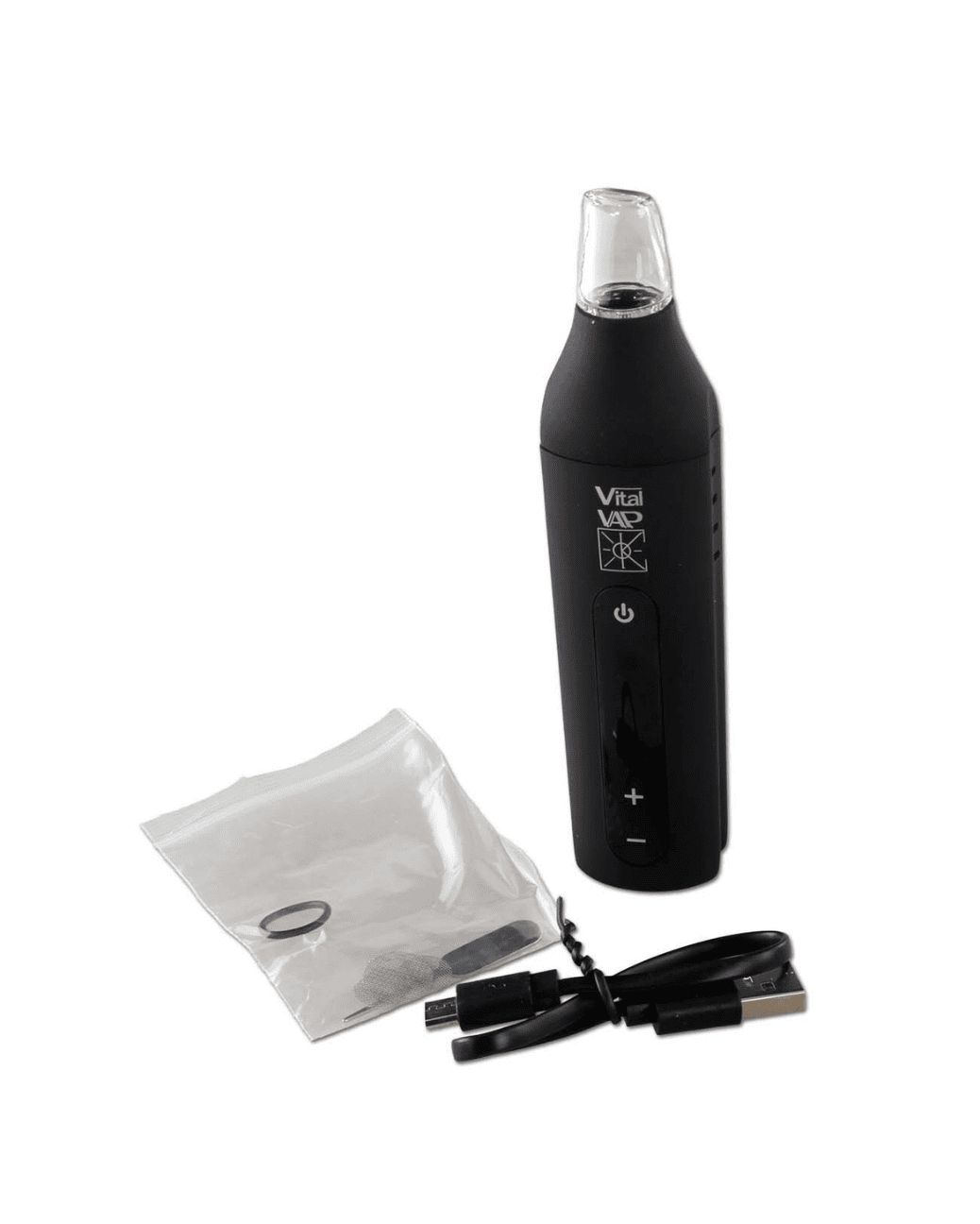 KATALYZER Vital V.A.P. Vaporizer Schwarz mit Glasmundstück – Seitenansicht