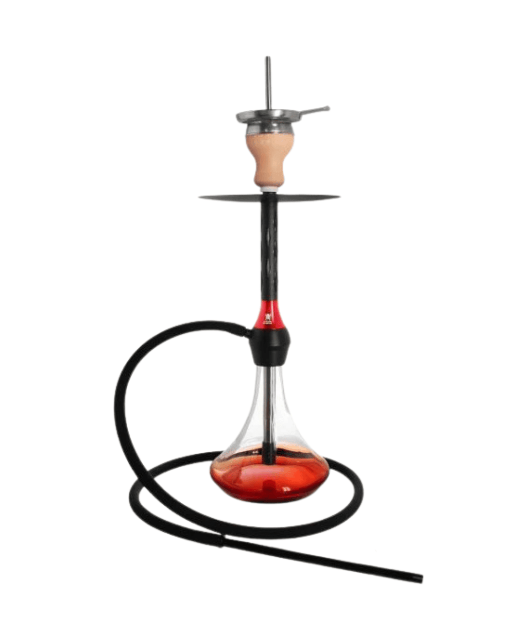 Elegante Kaya-Shisha Black Caro Rot mit Schlauch, passendem Mundstück und Kopf. Zum Rauchen von Shishatabak.
