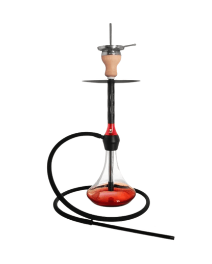 Elegante Kaya-Shisha Black Caro Rot mit Schlauch, passendem Mundstück und Kopf. Zum Rauchen von Shishatabak.