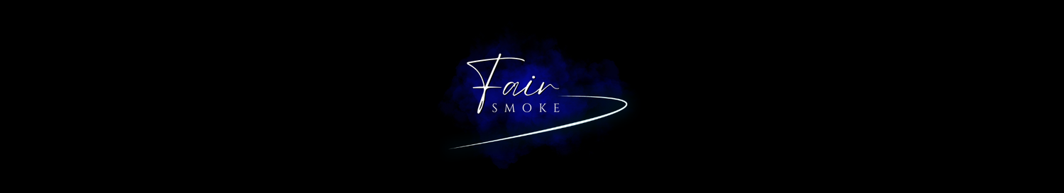 Logo von der Bong und Shishamarke Fair-Smoke in einer blauen Wolke. 