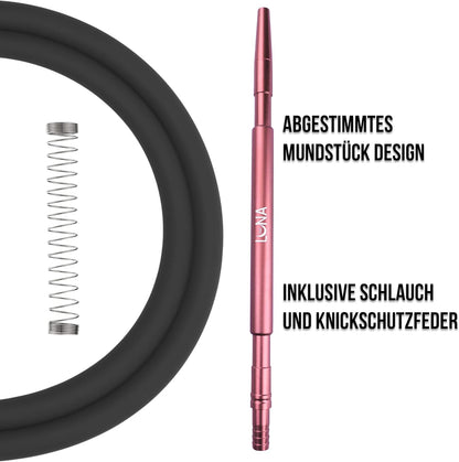 Schöne Luna Shisha Komplettset - Minima 2.0 mit Schlauch, passendem Mundstück und Kopf. Zum Rauchen von Shishatabak.